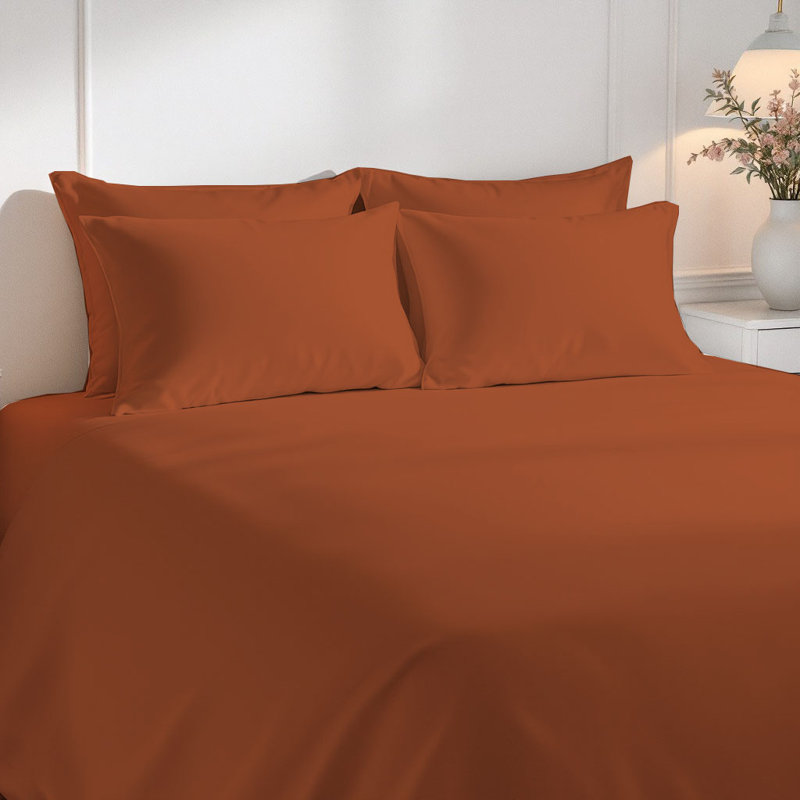 Ensemble de draps luxueux en microfibre de qualité supérieure, Orange d’automne
