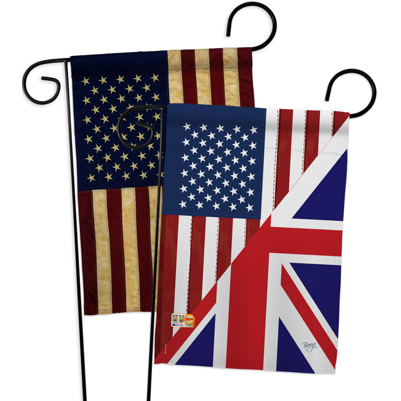Ensemble de 2 drapeaux de jardin à 2 côtés en polyester pour l’amitié american uk