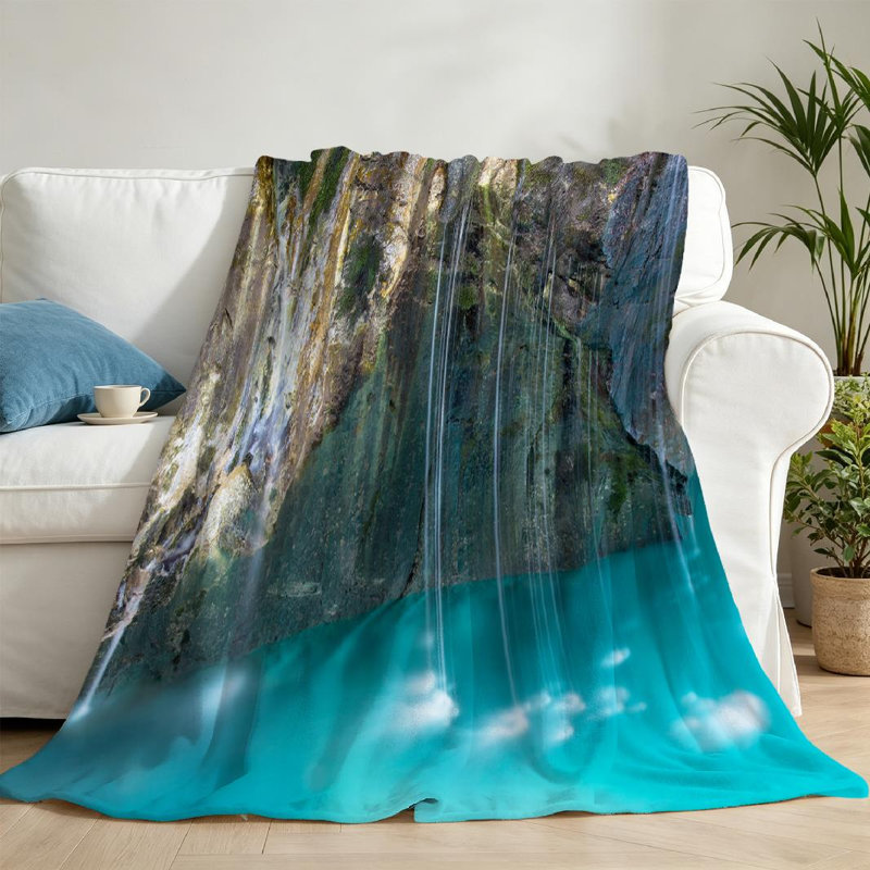 Jeté en flanelle transparente molletonné, impression sur une seule petite rivière, Jeté 50 po x 60 po