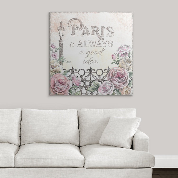« iv », reproduction d’impression Paris Roses, H 35 po x l 35 po x P 1,5 po, Toile