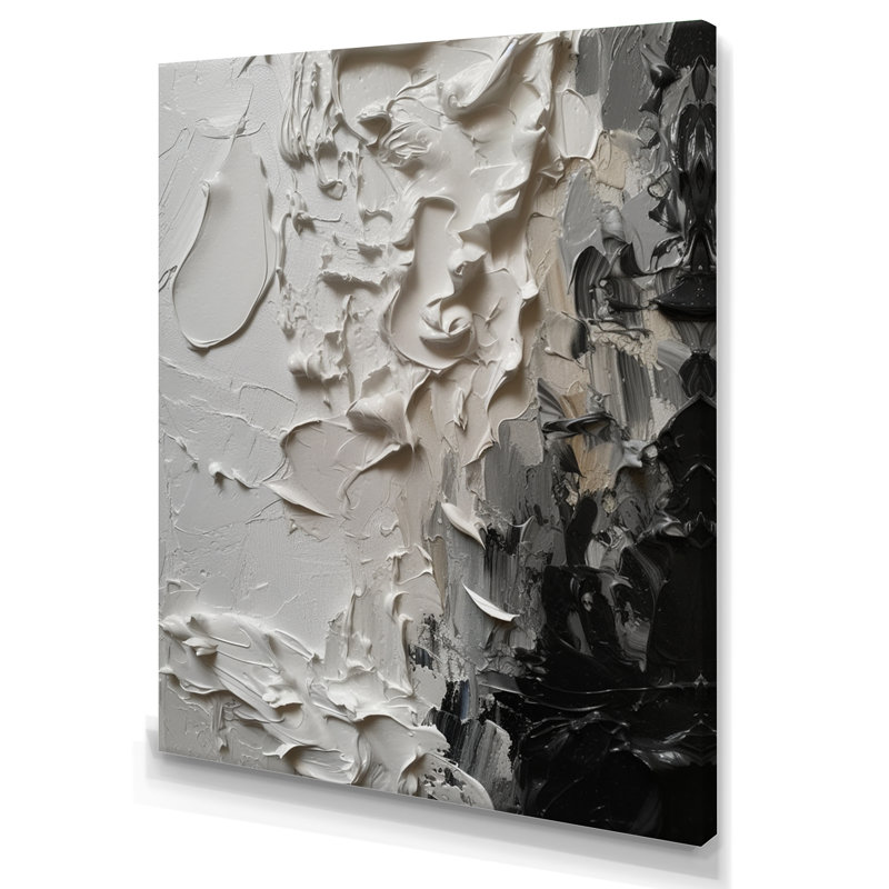 Impression sur toile abstraite blanche et noire Tranquility Unleashed IV, H 20 po x l 12 po x P 1 po, Toile tendue