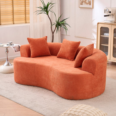 Crescent-Shaped Two-Seater Sofa With Self-Inflating Foam, Modern Low-Back Design And Deep Cushions For Ultimate Comfort.