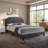 Queen Size Soft Gray Upholstered Fabric Bed Frame, Refined Panel Style for Residential Bedrooms