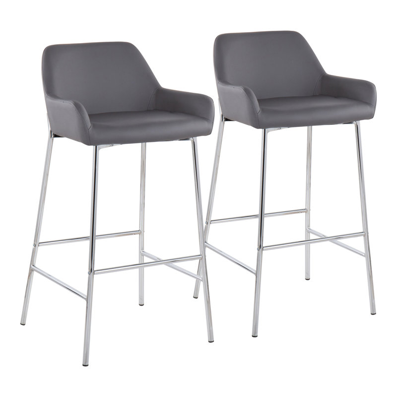 Tabouret de bar et de comptoir Cassiopeia, gris, Tabouret de bar (siège d'une hauteur de 30 po), Chrome