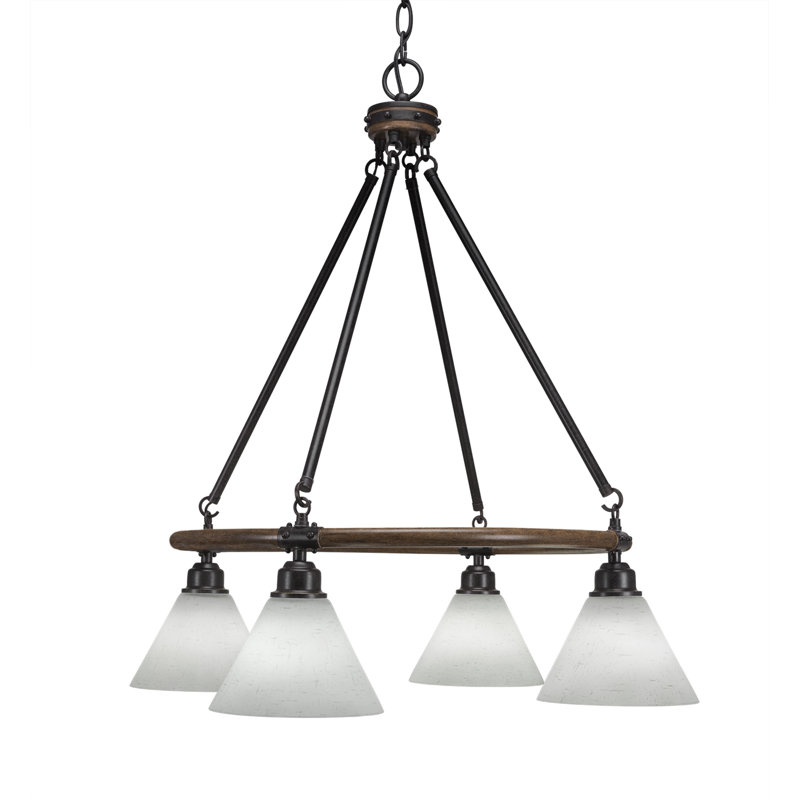 Lustre 4 lumières Blacksmith Blacklight, Mousseline blanche