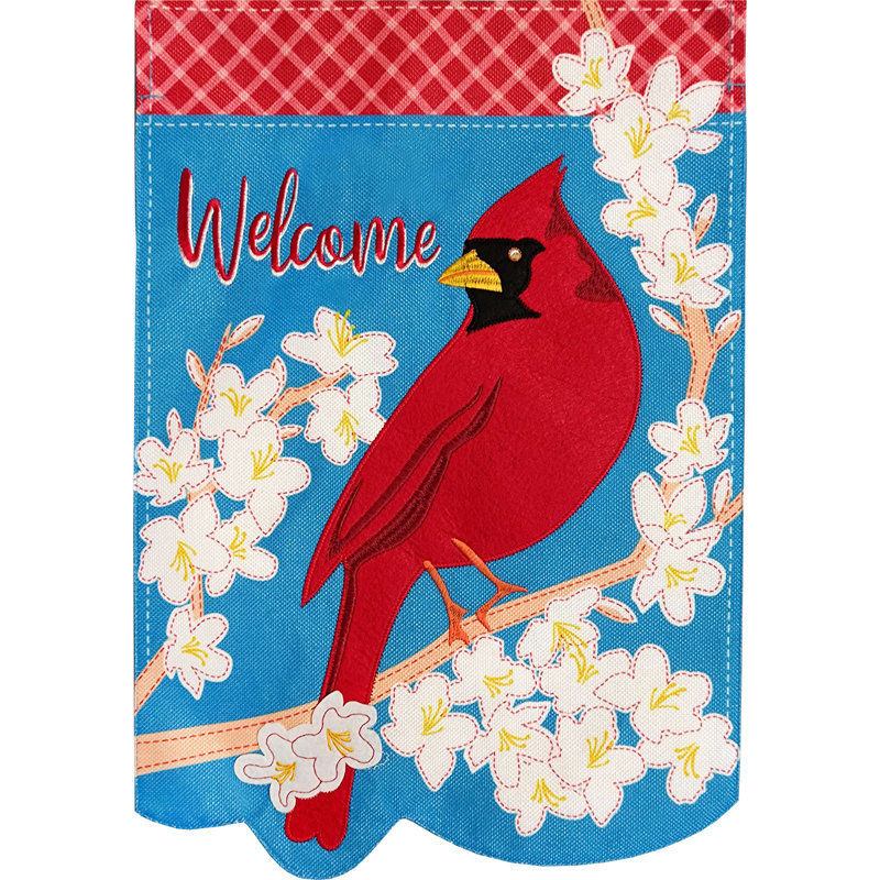 Spring Cardinal Burlap Garden Flag