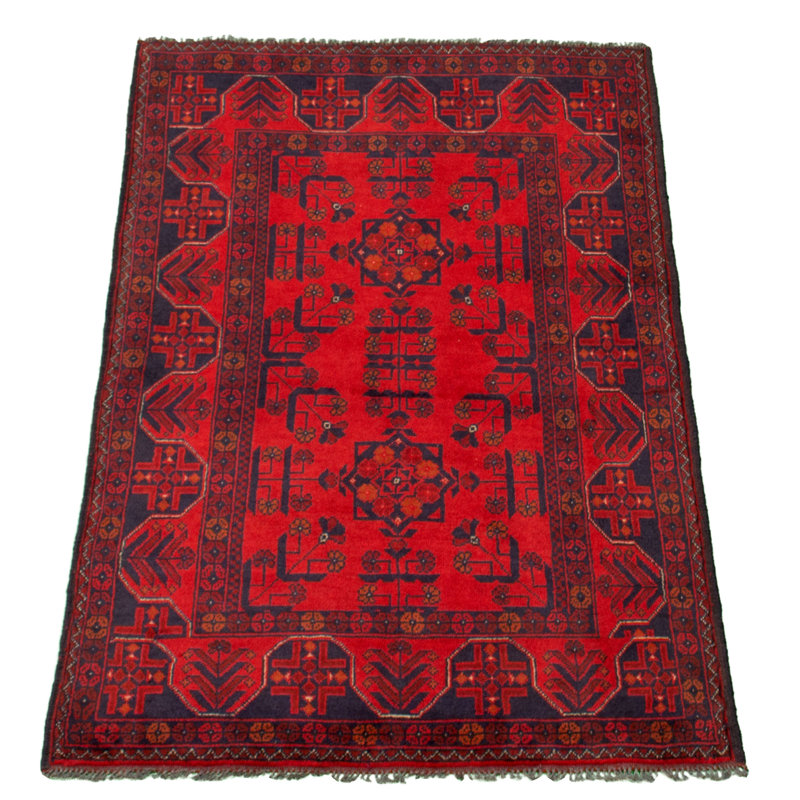 Tapis de zone en laine rouge/noir 3 pi 4 po x 5 pi à main one-of-kind-noué la 2010 esari turque Allaina