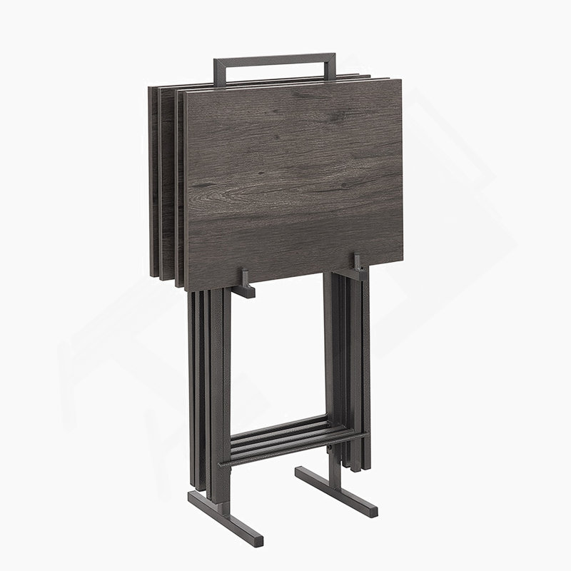 5 Piece Folding TV Tray Table Set,Foldable Sofa Side Table,End Table,Snack Table,Save Space,Grey