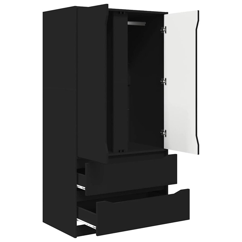 Manufactured Wood Wardrobe, Black