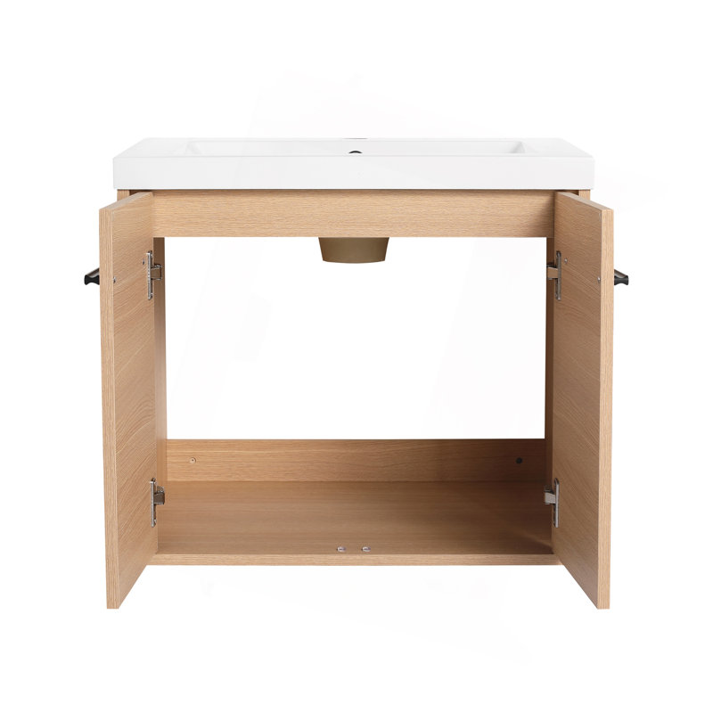 Ensemble de meuble-lavabo en chêne avec comptoir en résine, 2 portes, 24"