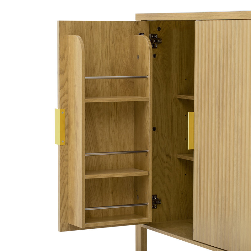 57.5" Stripe Door Storage Cabinet, Natural