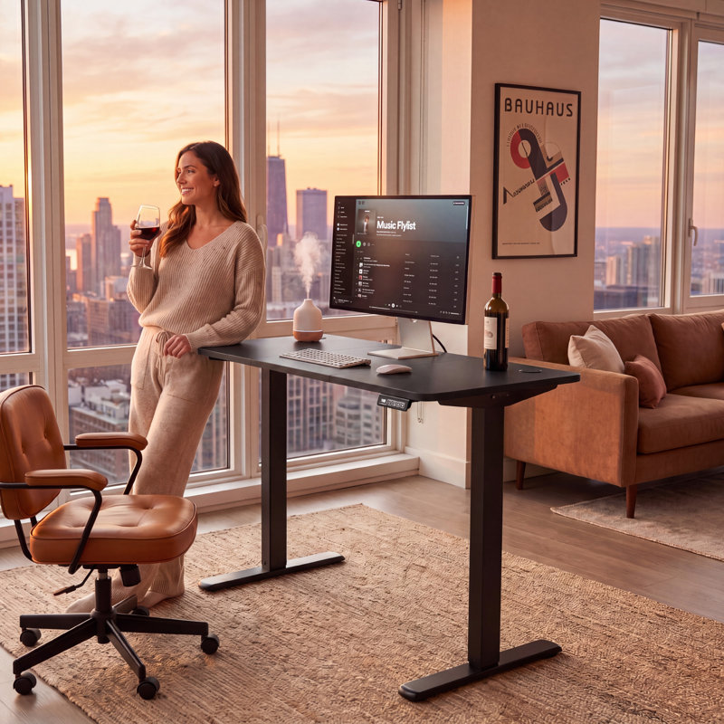 Bureaux debout à hauteur réglable Putnam, Noir, noir, noir, noir, H 48 po x l 55,11 po x P 23,62 po