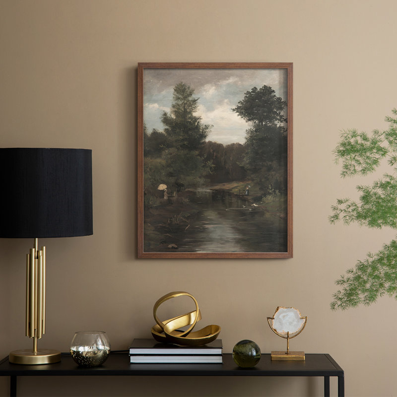 Vintage Landscape CXCVII Framed Print - Solid Wood, 21" H x 17" W, Walnut