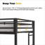 Structure de lit mezzanine simple noire élégante, fabrication en métal et en bois peu encombrante avec bureau intégré, tringle de garde-robe et garde-corps de sécurité