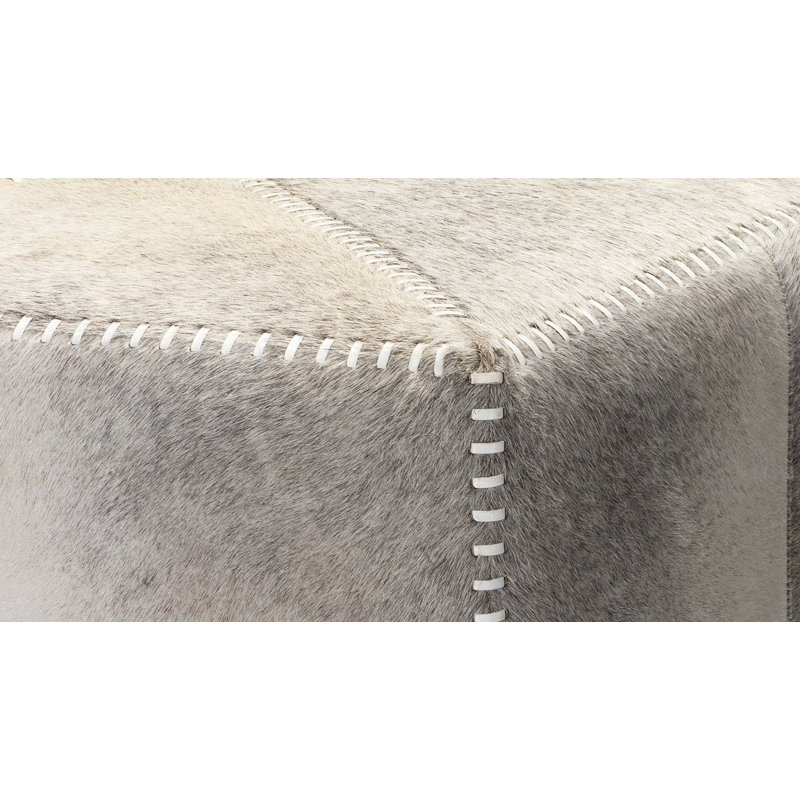 Square Pouf, Gray Hide