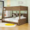 Lit superposé en bois avec tablettes de rangement et ports USB