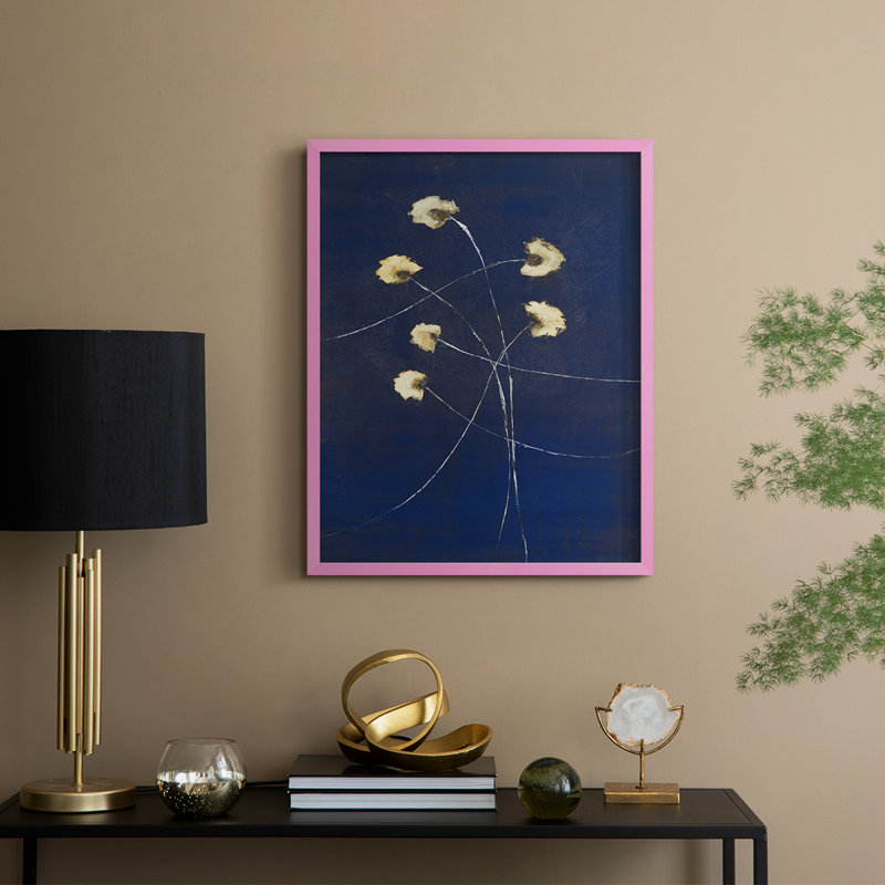 Indigo 2, reproduction encadrée - bois massif, H 15 po x l 12 po, Rose