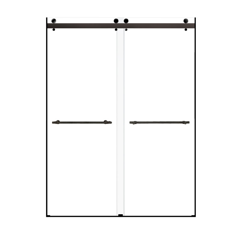 Porte de douche coulissante sans cadre de 60 po Transolide Brooklyn, verre transparent, Noir