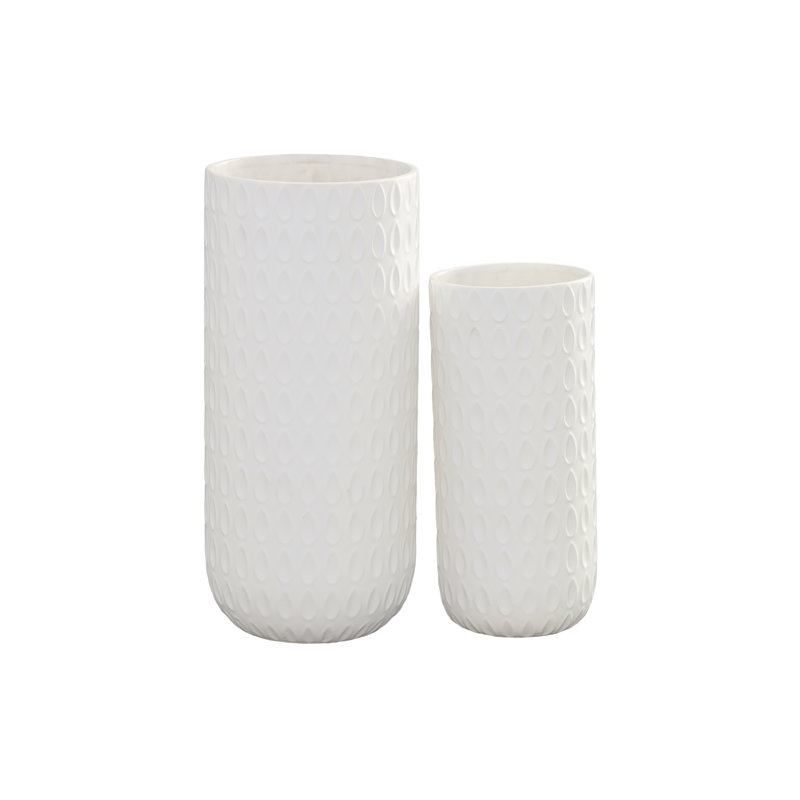 Vase rond en céramique blanc mat