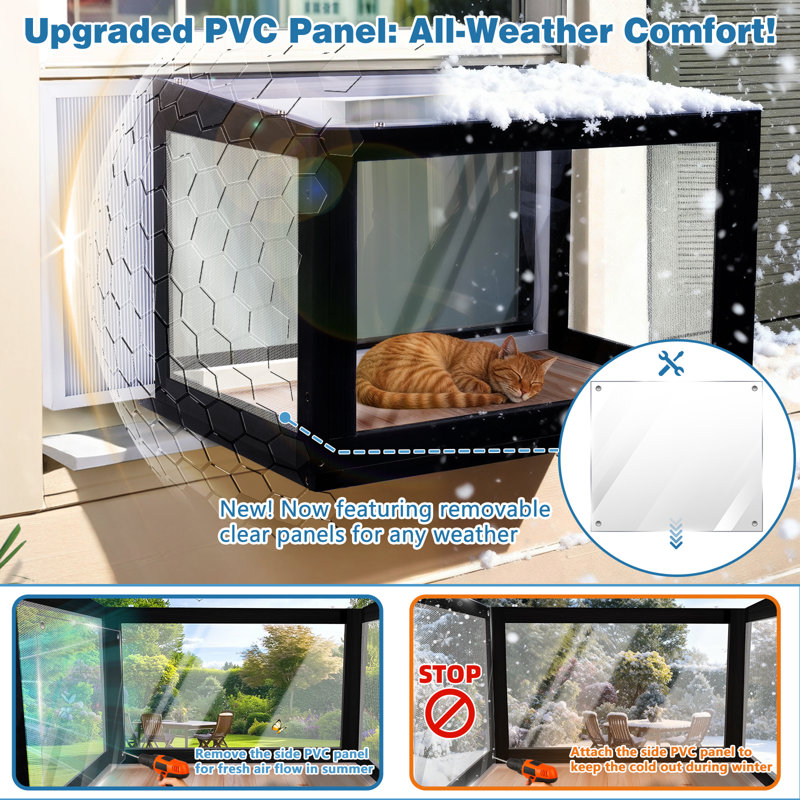Cat Window Catio Transparent Cat Window Box for Indoor Cats Outdoor Cat Window Perch for Sunbathing and Bird Watching
