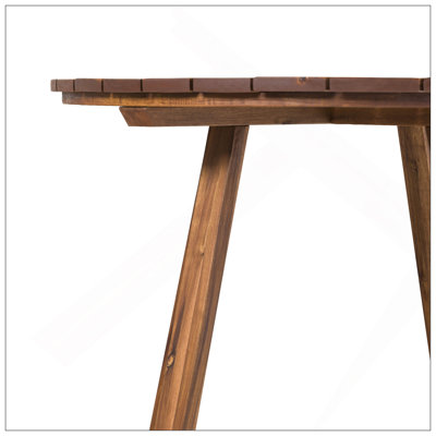 Table de salle à manger contemporaine à dessus en lattes de bois massif pour terrasse
