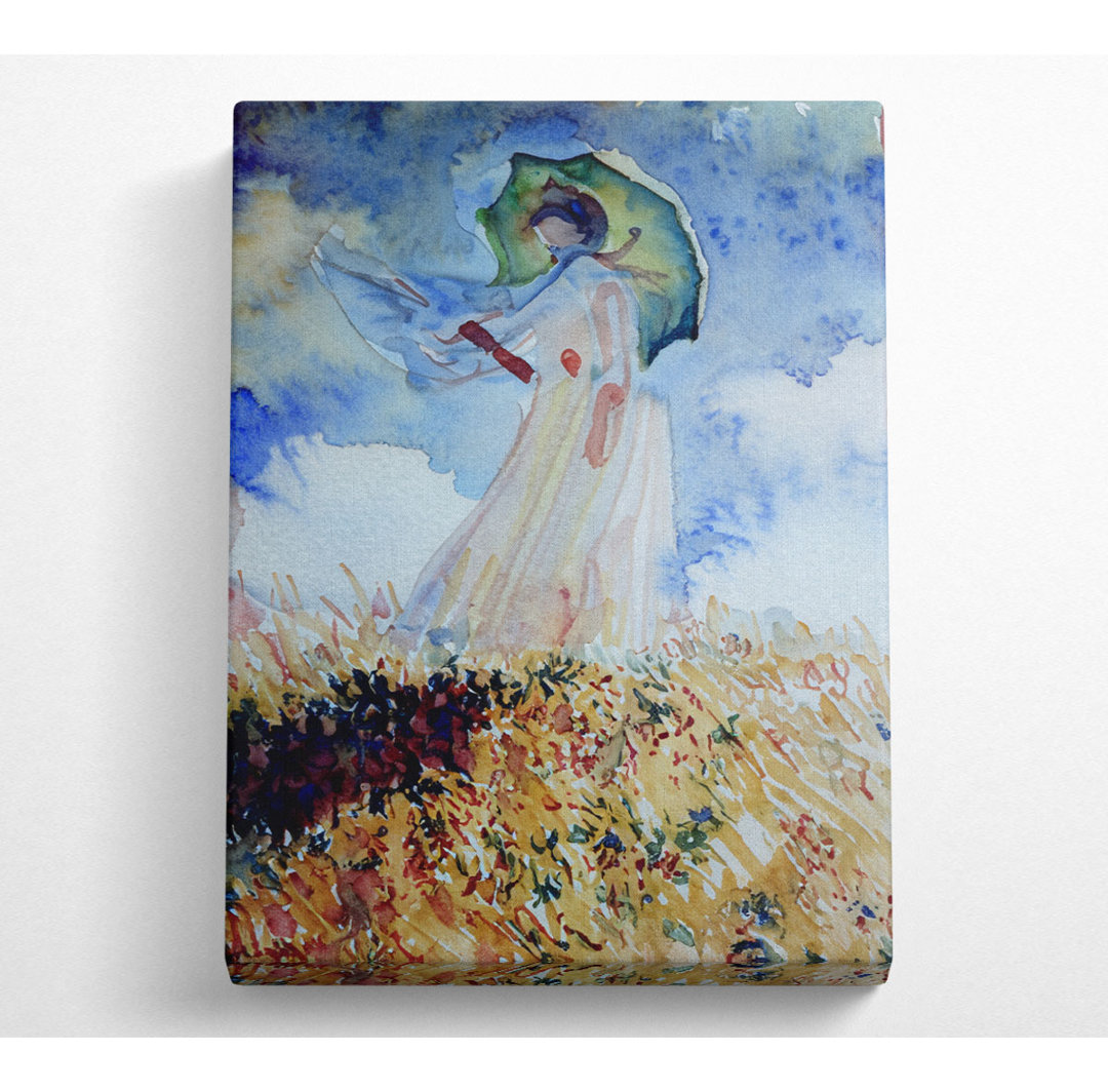 Monet Madame Monet Regenschirm Leinwand Aquarell