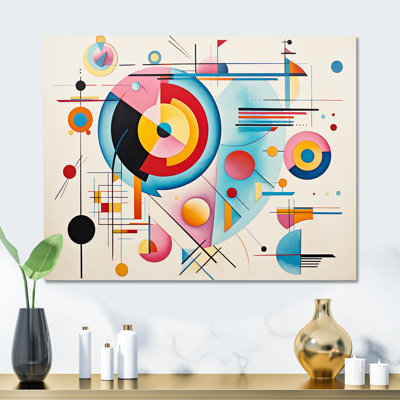 «Blue and Pink Abstract Geometric Vision 2», art mural géométrique en métal MT133164