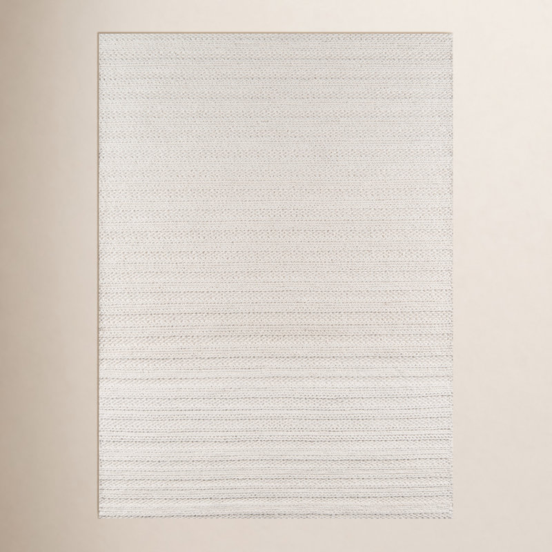 Tapis rayé ivoire fait à la main Kells, Rectangle 7 pi 9 po x 9 pi 9 po