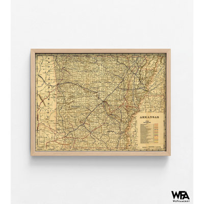 Arkansas 1895, carte antique de l'Arkansas, rénovation de chambre d'amis rustique, décoration murale de chambre à coucher principale, art mural de cuisine simple, art de ferme