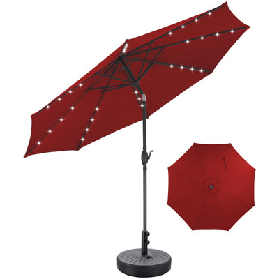 10Ft Market Umbrella Lighted Umbrella Beach With 8 Ribs