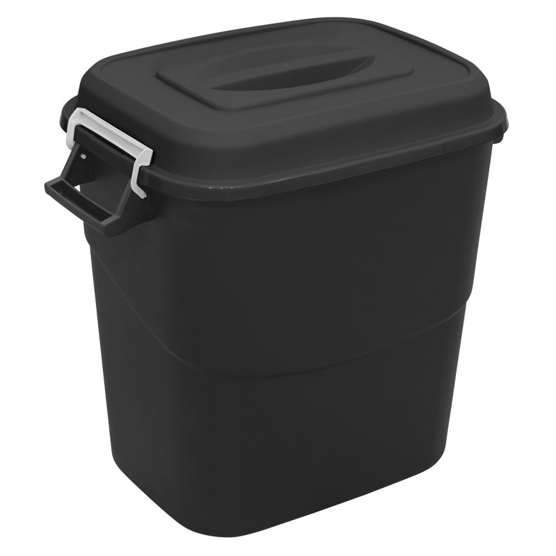 Plastic Manual Lift Kitchen Trash Can, 75, Black