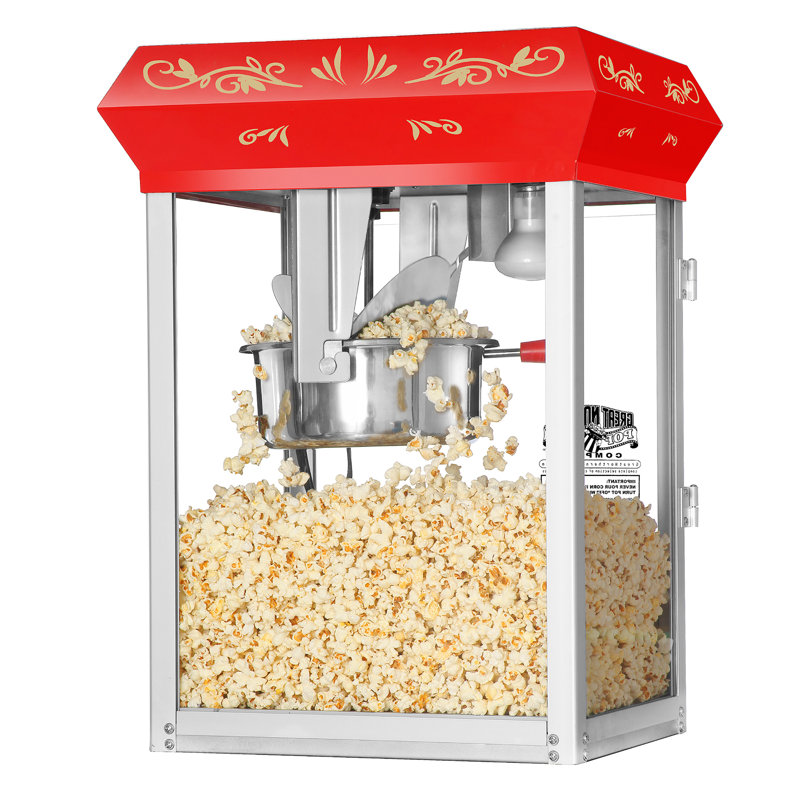 Vintage Red Stainless Steel Countertop Popcorn Machine