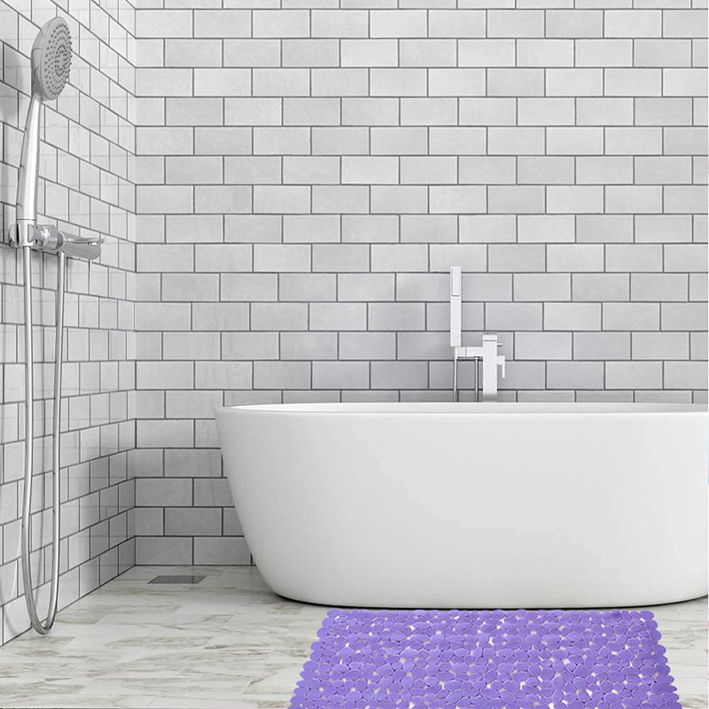 Tapis de bain antidérapant 35 "Spa Pebbles, L 16 po x L 35 po, Mauve