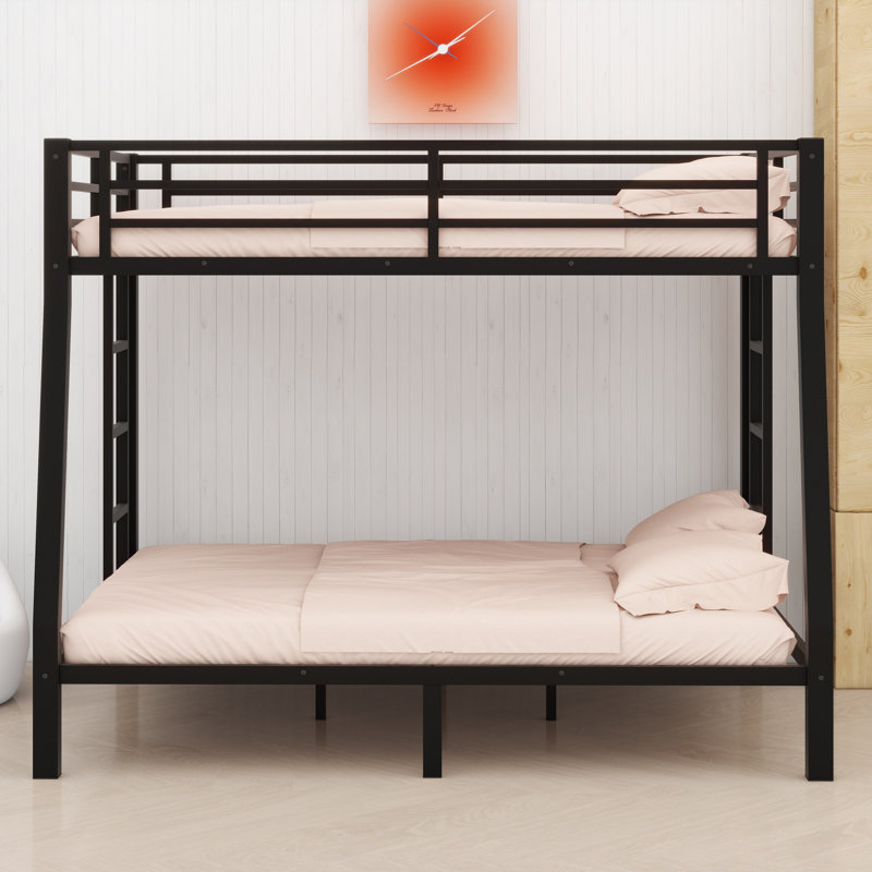 Compact Metal Bunk Bed With Attached Ladder, Black