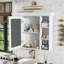 Armoire de rangement murale avec porte miroir et 6 tablettes ouvertes