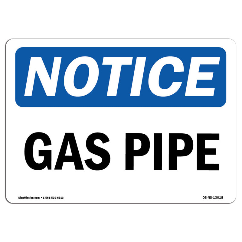Gas Pipe Aluminum Sign 18 x 24