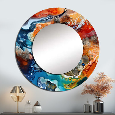 «Roger», art mural en métal imprimé géométrique abstrait - formes abstraites, miroir bleu