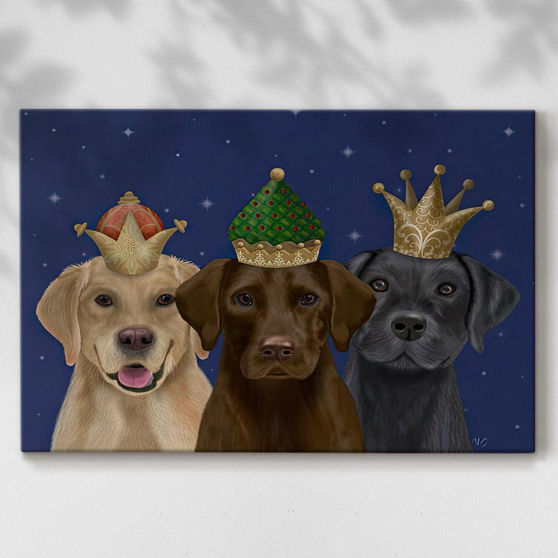 Christmas Labradors, Three Kings- Gallery Wrapped Canvas, H 12 po x l 18 po x P 1,5 po