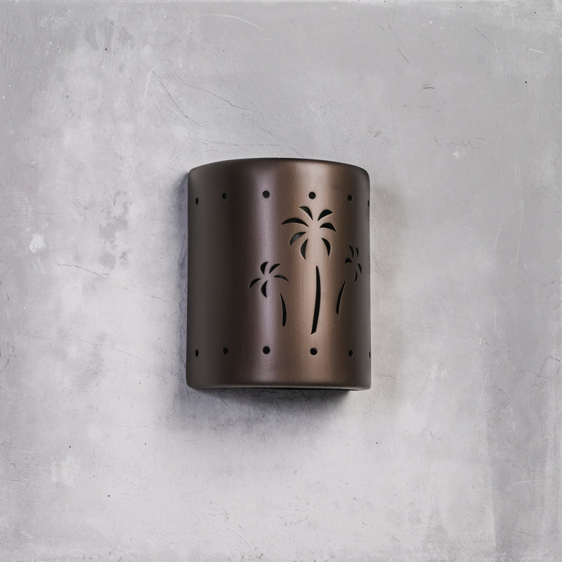 Hockinson Ceramic Outdoor Wall Light, LED Bulb Included, Rubbed Bronze, 10" H x 8" W x 5" D