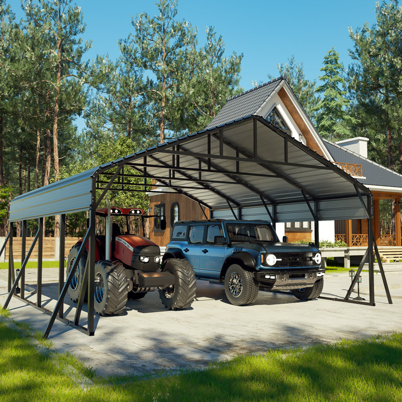 20 X 20 Ft Heavy Duty Carport With Galvanized Steel Roof