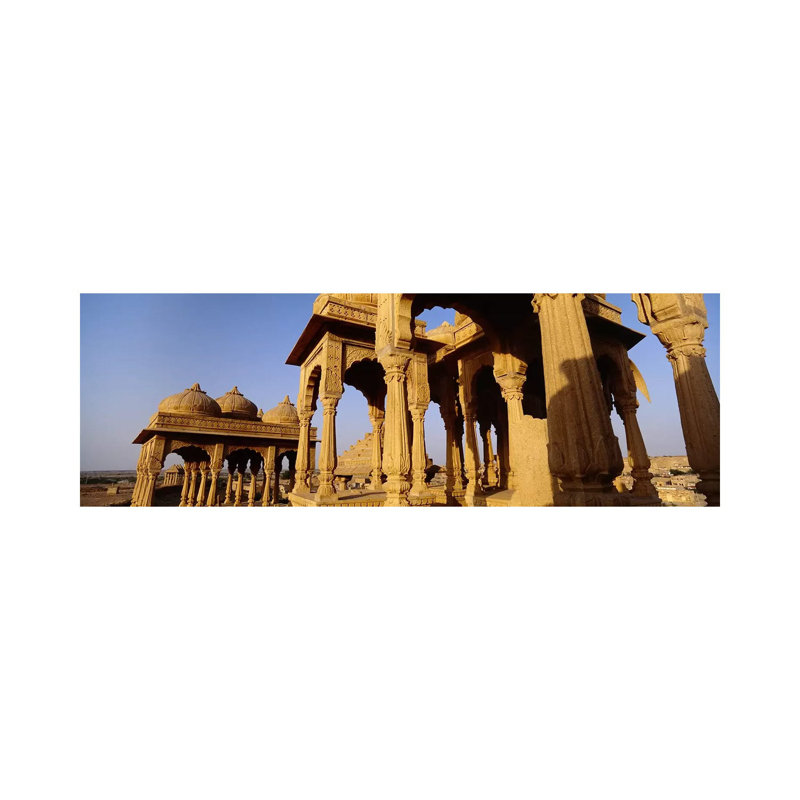 Low Angle View Of Monuments At A Place Of Burial, Jaisalmer, Rajasthan, India by Panoramic Images - Wrapped Canvas Panoramic Print