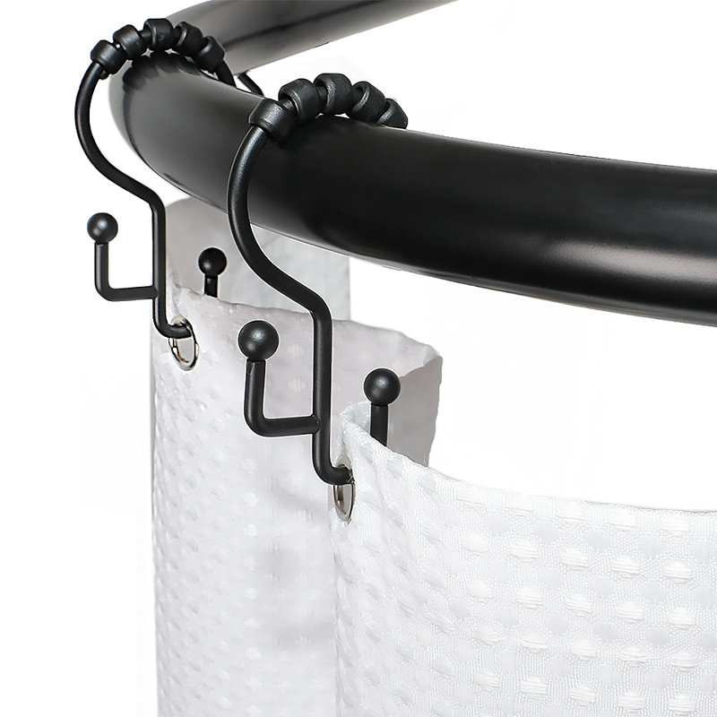 Aluminum 61" D-Shape Fixed Shower Curtain Rod, Black