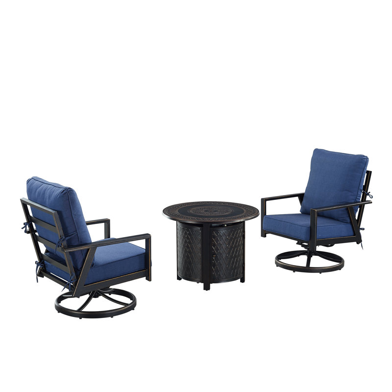 Ensemble bistro noir avec deux chaises, Bleu