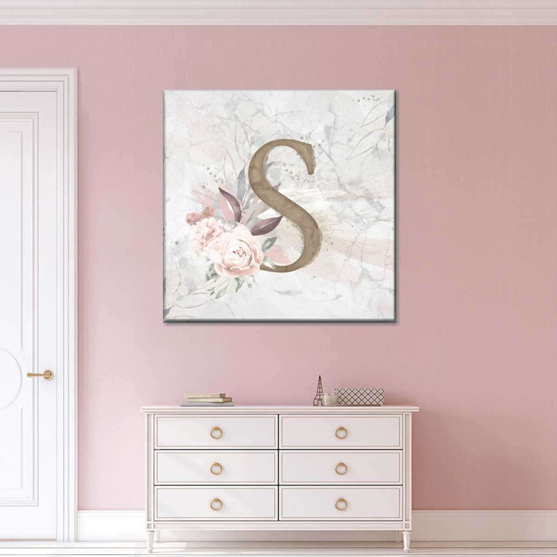 Floral lettre S, H 10 po x l 10 po x P 1,25 po