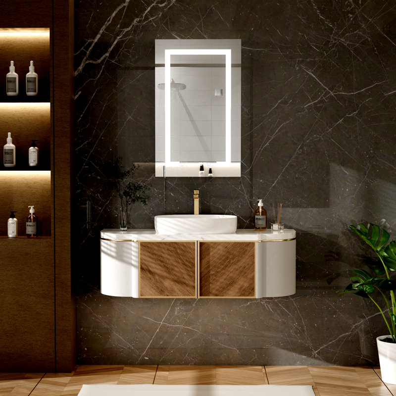 Armoire à pharmacie de salle de bain à DEL de 20 po avec tablettes réglables, miroir anti-buée, prise de courant et port USB, charnière gauche / droite