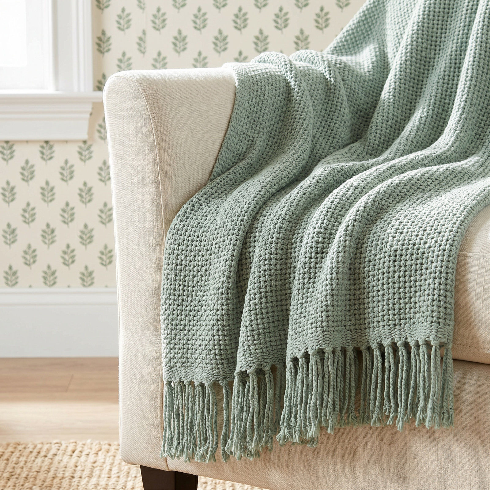 Duien Cotton Heated Throw Blanket, Teal