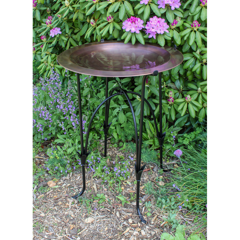 24" Classic Copper Birdbath with Phoebe Stand
