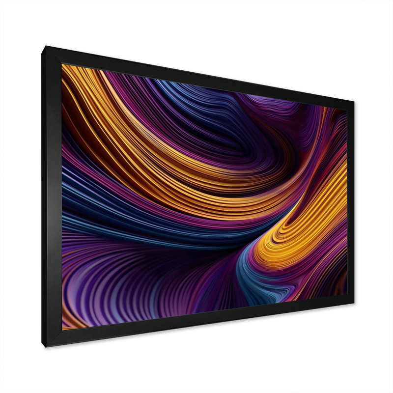 Mauve, jaune, couleurs dansantes I, Toile encadrée noire à coins fermés, H 12 po x l 20 po x P 1 po