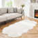 Haja Fluffy Faux Sheepskin Fur Shag Area Rug in White