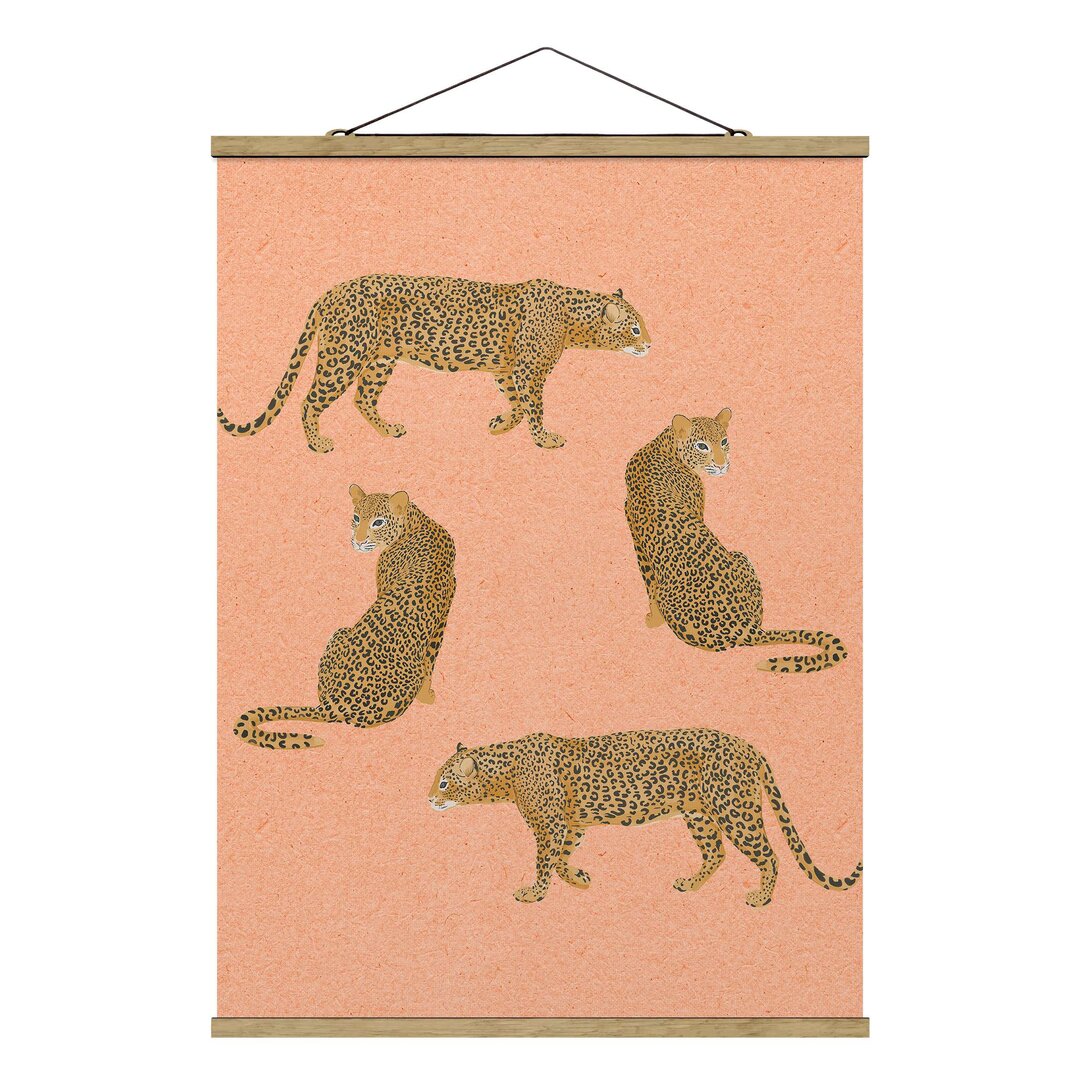 Stoffbild Illustration Leopard Pink